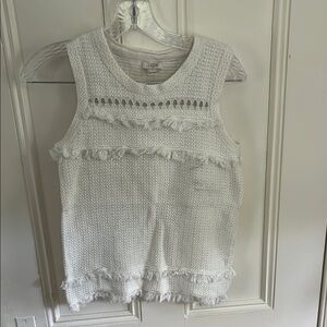 J.Crew Ivory Knit Sweater with Fringe